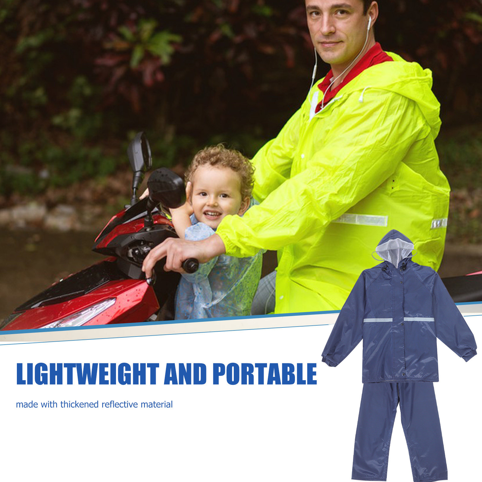 Motorcycle Rain Suit - Reflective Motorcycle Raincoat and Pants Set