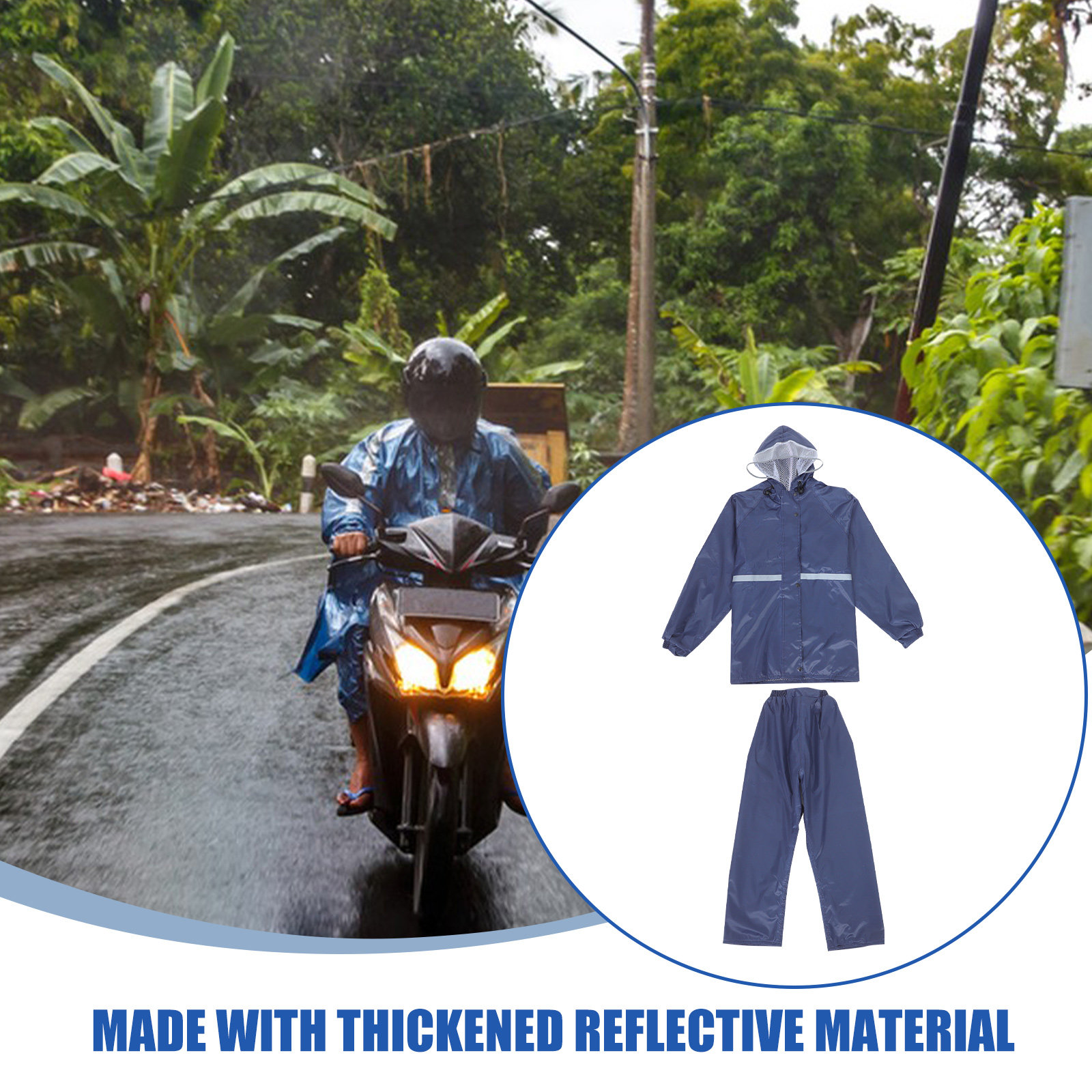 Reflective Motorcycle Raincoat - Motorcycle Rain Suit 评论和价格
